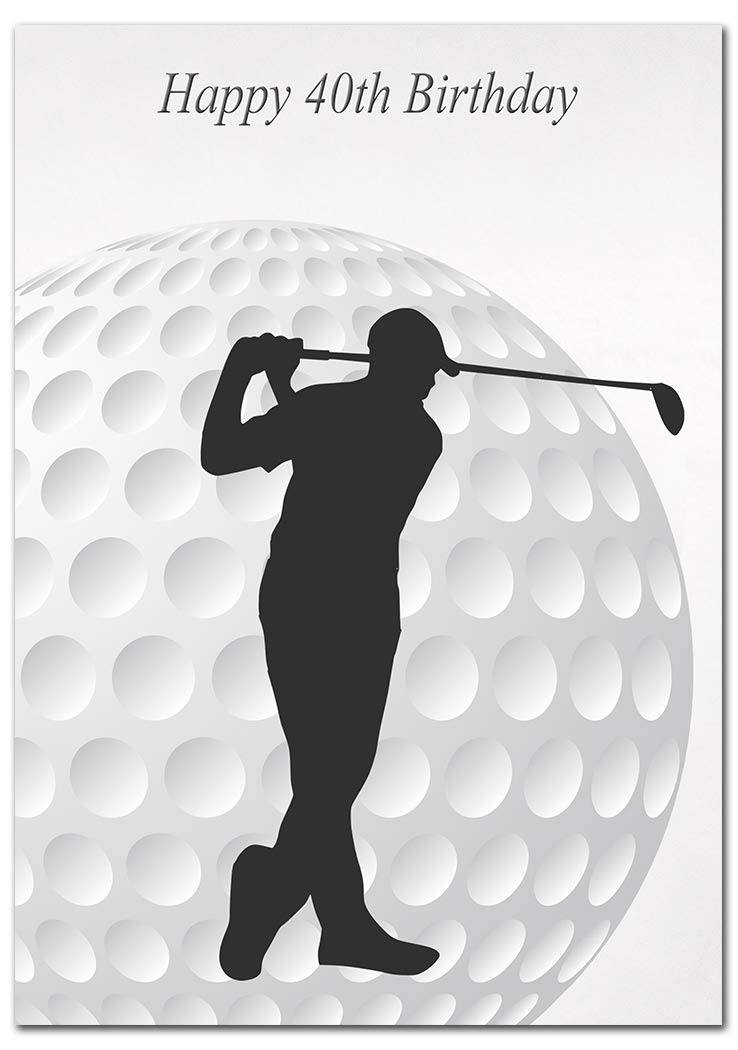 Extra Large 40th Birthday Card for Men - XL Big thick A4 size - Special Age Year - Cool Golf Sports Golfing Golfer Art - Traditional Greeting Him Male - Huge Happy Wishes - UK Eco-Friendly — image 1