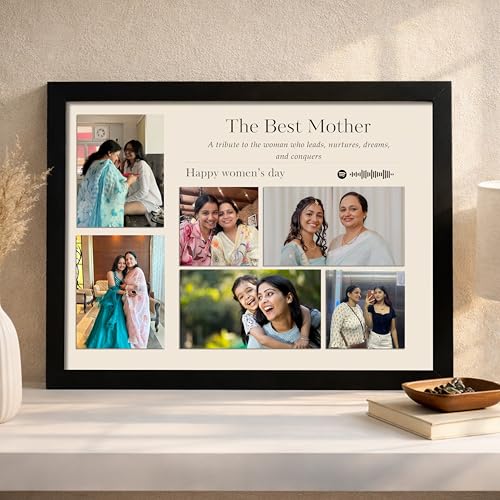Image of Customized Photo Frame Wall Decor Spotify Gift For Mother Sister Wife Girlfriend and Friend, Personalized Women's Day and Mothers Day Photo Frame Gift For Home Living room Bedroom 23x32 cm
