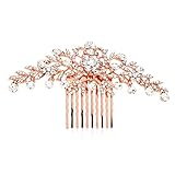 Mariell Glistening Rose Gold and Clear Crystal Petals Bridal, Wedding or Prom Hair Comb Accessory