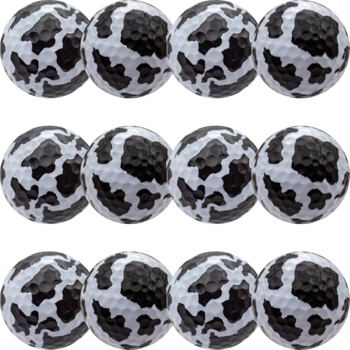 Gbm Cow Print Novelty Golf Balls – 360° Full Wrap Printed Color Golf Balls For Gifts, Tournaments, Collectors, League Events And Keepsake Displays, 1 Dozen