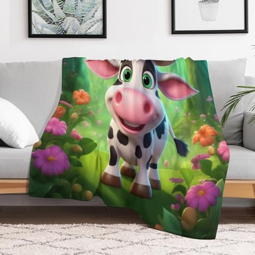 Manta de vaca abrigo suave contra el frío del sofá o cama 3