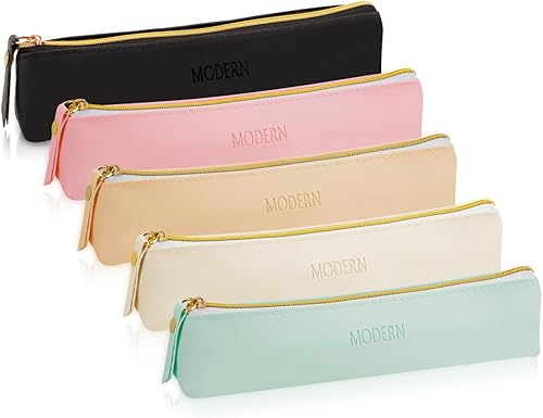 TIE-DailyNec Estuche de cuero para lápices, bolsa de almacenamiento delgada y bonita con cremallera, bolsa de maquillaje portátil para lápices,