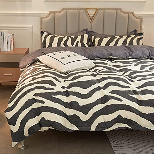 Juego de Ropa de Cama de 3 Piezas, Treer Estilo Nórdico Microfibra Suave Transpirable Juego de Fundas Edredón con 1 Funda Nórdica + 2 Funda de Almohada (Leopardo Blanco,Cama 150/160-220x240cm) Cover