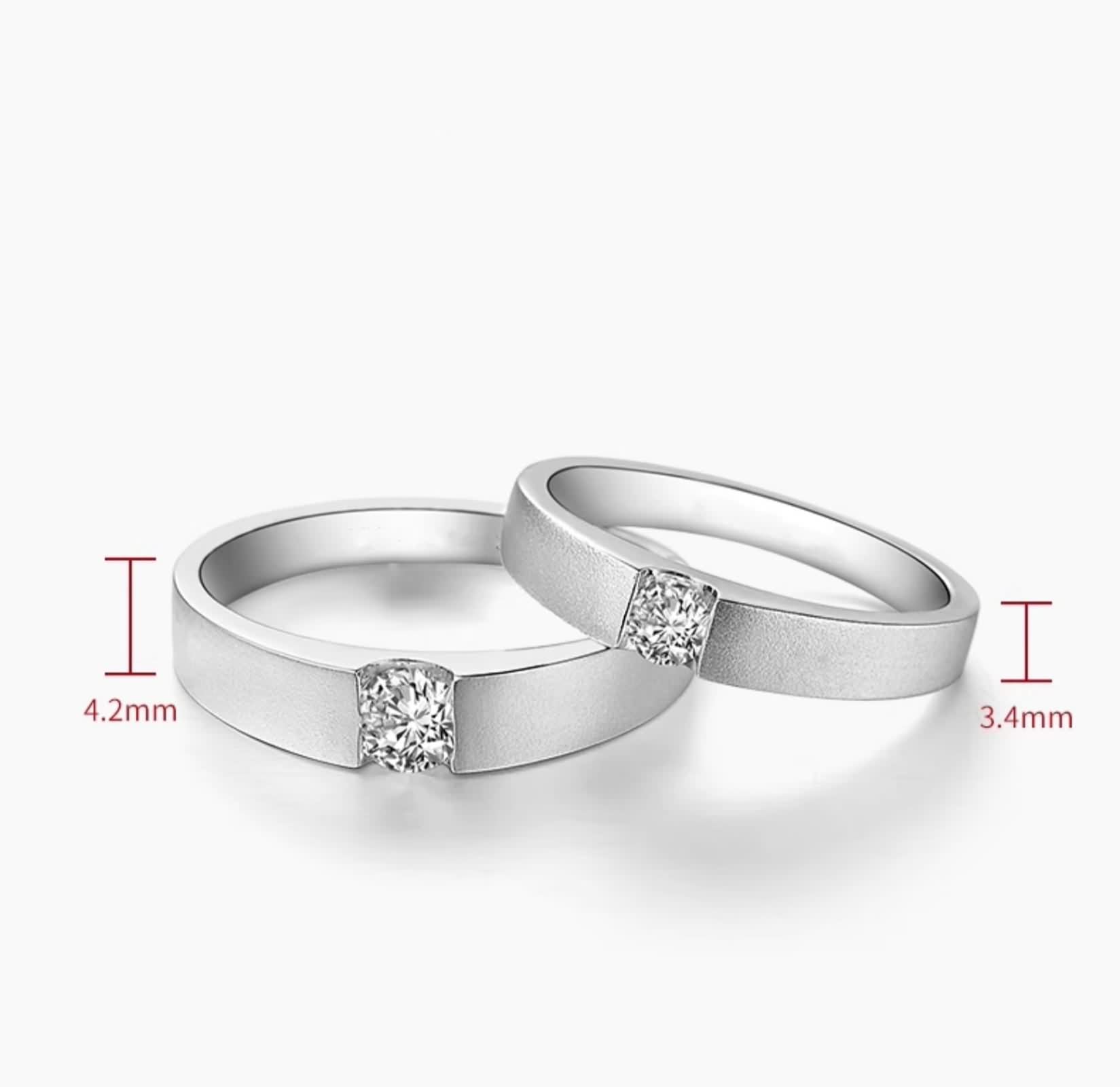 Anillo de platino para hombre, moderno, blanco, diamante y plata, anillo de compromiso Pt950, talla 52 (16,6)