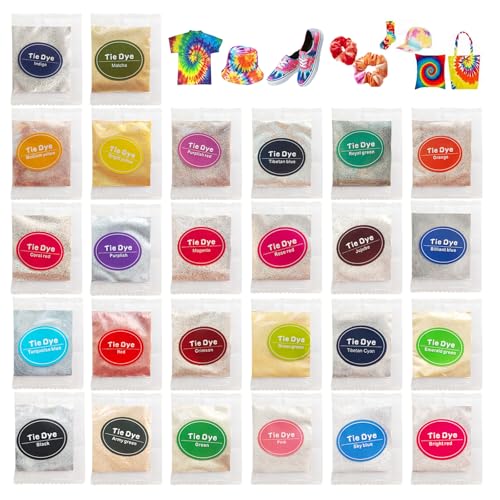 26 Colors Tie Dye Powder, Rainbow Tie Fabric Dye Powder for Tie Dying, Tie Dye Kits DIY Coloring Party Supplies Suitable for Adult (26 Colors)