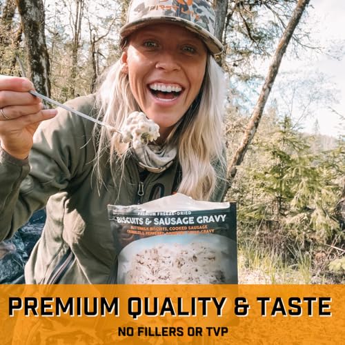 Peak-Refuel-Biscuits-and-Gravy-Premium-Freeze-Dried-Camping-Food-Backpacking-Hiking-MRE-Meals-Just-Add-Water-100-Real-Meat-34g-of-Protein-2-Serving-Pouch-2-Serving-Pouch