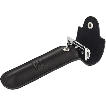 Leather case razor protection travel case for leather safety razor's double edge safety case cover with felt lining made of riverlake.