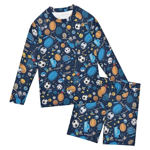Football Soccer Sport Baby Boys' Toddler Long Sleeved Rashguard Swim Bathing Suit Set B0402930