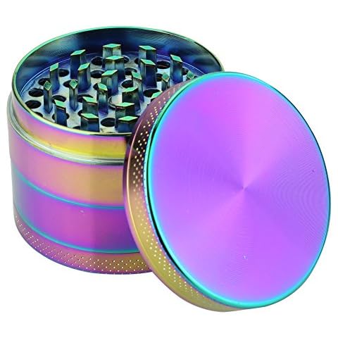 DCOU Rainbow Herb Grinders 2.2 Inches 4 Parts Zinc Alloy Pollen Grinder Colorful Metal Grinder (Multicolore) Cover