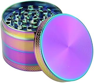 DCOU Rainbow Herb Grinders 2.2 Inches 4 Parts Zinc Alloy Pollen Grinder Colorful