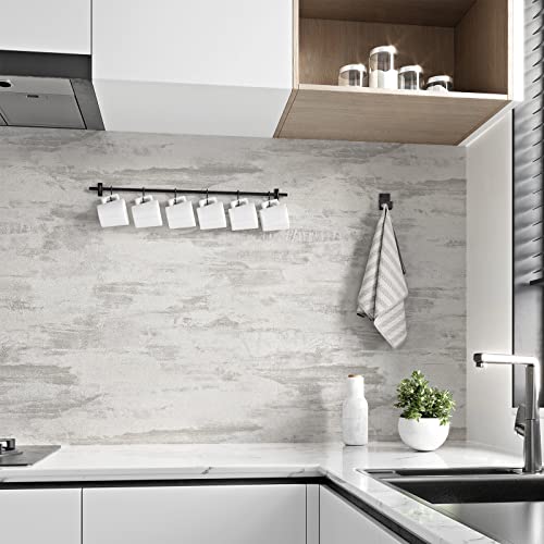 Wallericty Thick Textured White Wood Contact Paper 15.7" X 78.7" Peel And Stick Countertops Contact Paper Gray Matt Cement Wallpaper Peel And Stick Waterproof Vinyl Wrap Wall Paper For Kitchen Cabinet #TOP1