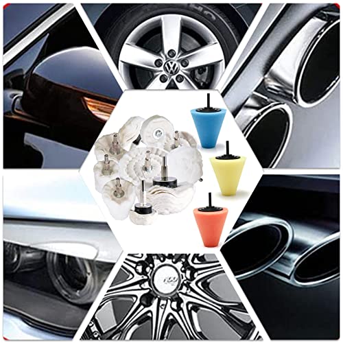 Medoon Polishing Pad Buffing Wheel Kit 17 Pack, Buffing Wheel For Drill For Metal Aluminum Stainless Steel Chrome Wood Plastic Ceramic Glass Woods Fabric Cotton Machine Jewelry Etc #TOP3