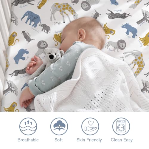 Image of Little Grape Land Crib Sheets 2 Pack, Fitted Crib Sheets 52 inchx28 inchx8 inch | For Standard Crib Mattress, Soft and Comfortable for Boys, Breathable & Easy Care