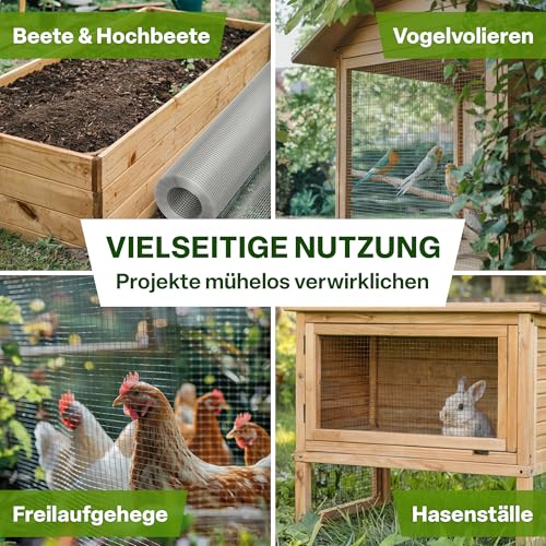 TTL GARDEN 50cm x 5m Drahtgitter feinmaschig rostfrei verzinkt 6,3mm Masche 0,55 mm Draht Stärke - auf Rolle Maschendraht Volierendraht Hasendraht Wühlmausgitter 5m x 0,5m breit 6,3 mm Maschenweite