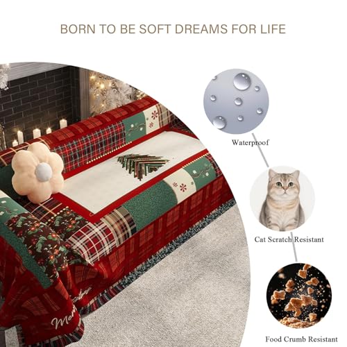 Housse de canapé de Noël imitation lin pour rénover un canapé usé