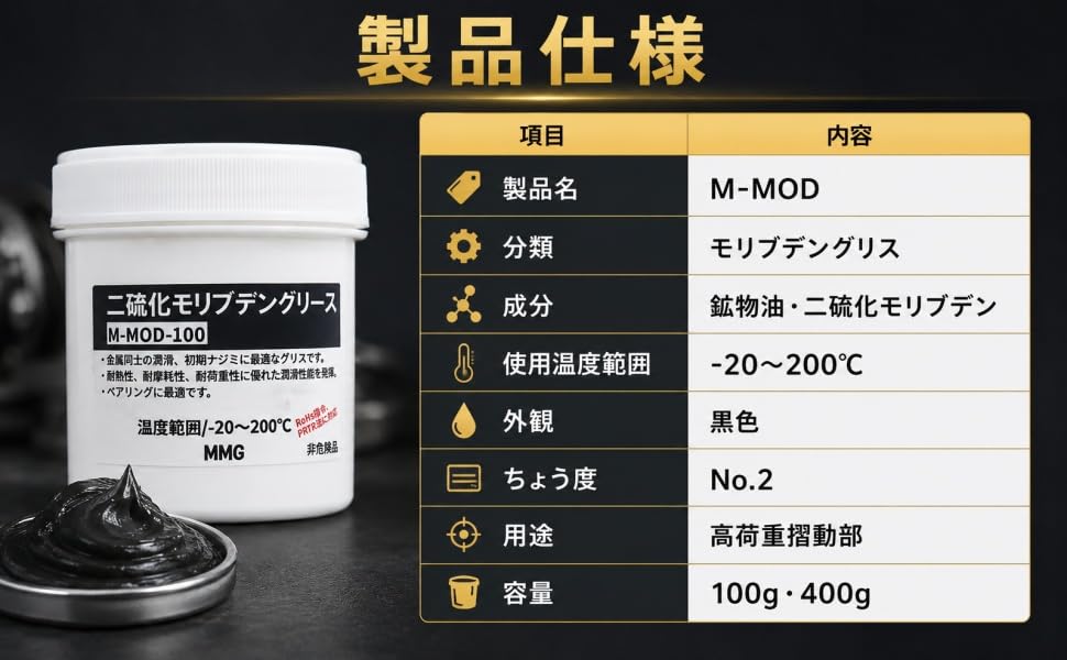 Amazon | MMG 2硫化モリブデングリース 100g -20℃～200℃ 強粘着性
