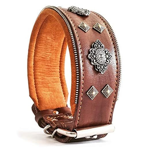 Bestia™ "Aztec Echtleder Hundehalsband für große Hunde. 100% Leder. Weich gepolstert. 6,3 cm breit. Einzigartiges Design und Qualität!