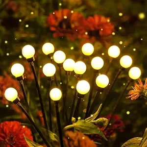 ORILEY 2 pcs Firefly 10 LED Solar Garden Light Automatic Waterproof Lawn Ground Diwali & Festival Decoration Lamp for Outdoor Indoor Backyards Pathways Campgrounds (Pack of 2, Warm White)