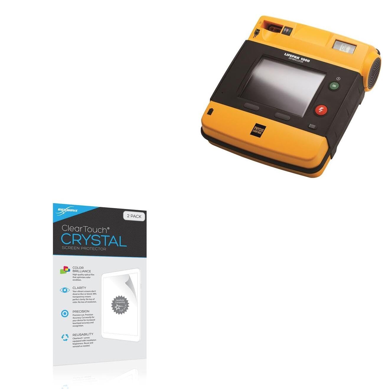 BoxWave Screen Protector Compatible with Stryker LifePak 1000 Defibrillator - ClearTouch Crystal (2-Pack), HD Film Skin - Shields from Scratches