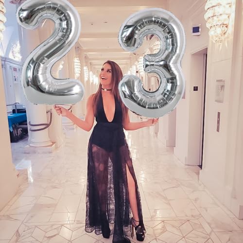 Image of TONIFUL 40 Inch Silver Number 30 Balloons Large Foil 30th Birthday Decor | Silver 30 Balloon Number Thirty for Thirty Birthday Party 30th Anniversary, Silver Birthday Decorations for Men Women