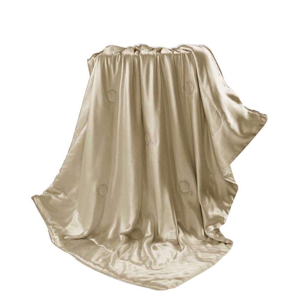 THXSILK Seide Kuscheldecke Sofa Decken - Seidendecke für Couch weich und warm, Wohndecke flauschig als Sofadecke Couchdecke - Innen und außen 100% Seide - Champagner, 135x180 cm