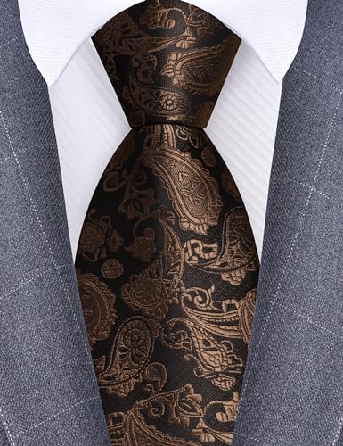 Image of GUSLESON 3.15 inch(8cm) Fashion Paisley Ties Mens Woven Jacquard Necktie for Wedding