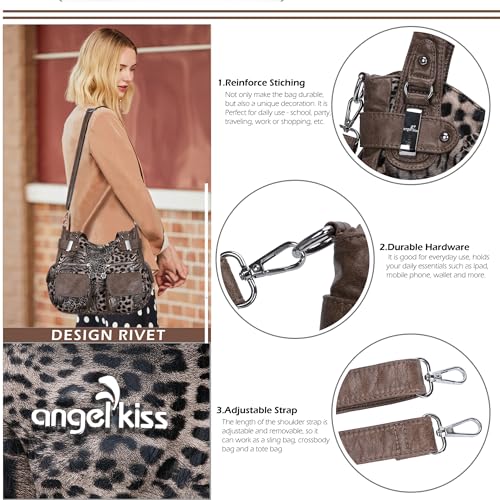 Image of Purses Women Handbags Large Double Zipper Multi Pocket Washed Shoulder Bags Purse with compartments Designer