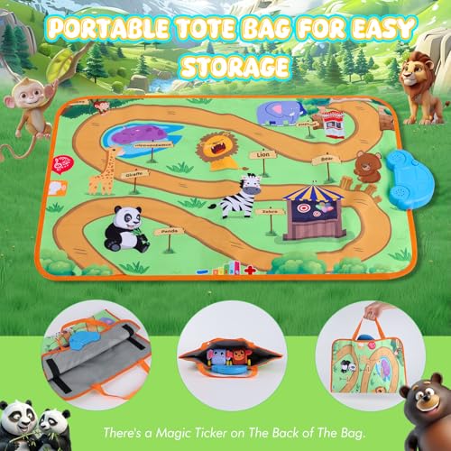 Image of Jetbotell Baby Music Mat Toys for Toddlers 1-3, New Interactive Mode | Animal Touch Play Blanket | 3 Musical Songs | 8 Animal Sounds | Folding and Storage 2-in-1 | Early Educational Toys
