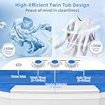VCJ Portable Washing Machine, Twin Tub Washing Machine Laundry Compact Washer spinner Combo with 14lbs capacity, 9Lbs Washer and 5Lbs Spinner dryer for Apartments RVs and Dorms - Image 4