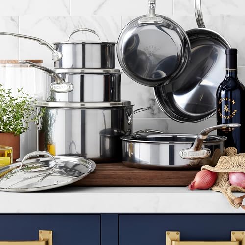 Image of Hestan NanoBond Molecular Titanium Stainless Steel 10-Piece Cookware Set - PFAS-Free - Induction Compatible, Dishwasher Safe, Oven & Grill Safe to 1050F, Handcrafted in Italy