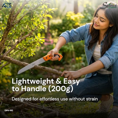 Image of Spanco Pruning Saw with Stainless Steel Double Action Teeth & Soft Fixed Handle | Heavy Duty Saw For Cutting Branches &Trimming | Tools for Lawn & Gardening (SPS-113)
