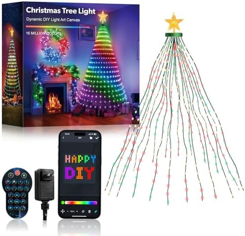 Super RGB 7Ft Ring Christmas Tree Lights, 400 LEDs Color Changing DIY Animated Christmas Tree Decor Lights with Smart App & Remote Control, Music Sync, Timer, Xmas Tree Light Show for Home Festival