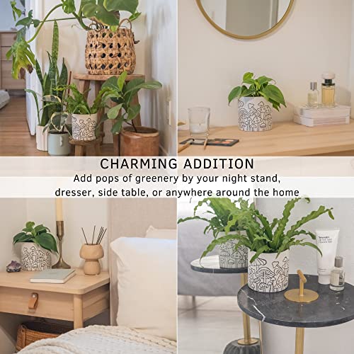 Mushroom Decor Planter Handmade Design Speckled White Ceramic Unique Retro Plant Pot Indoor Plants Modern Boho Cottagecore Room Decor Cute Vintage Aesthetic Decoration Funky Eclectic Accent Piece Gift #TOP6