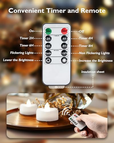 Image of merrynights 24Pcs Remote Control LED Tea Lights,2 /4 /6 /8H Timer,400+Hours