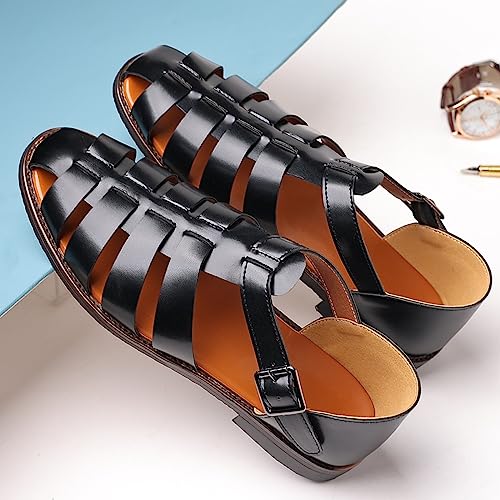 2023 New Men's Summer Hollow Breathable Flat Beach Fisherman Sandals,Non-Slip Woven Sandals With Ankle Straps For Outdoor Travel.2