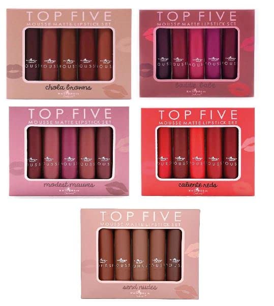 CAJA DE 5 LABIALES TOP FIVE ITALIA DELUXE (CHOLA BROWNS)