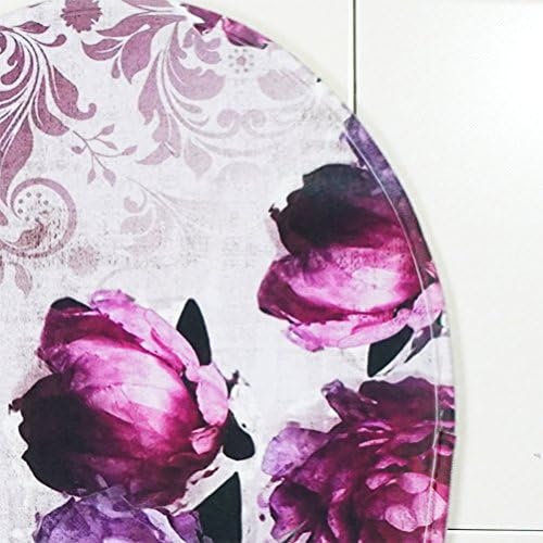 OUNONA Bathroom Pedestal Mat Set Printed Three Pieces Non-Slip Bath Mat Toilet Rug Closestool Lid Cover (Purple Red Flower)