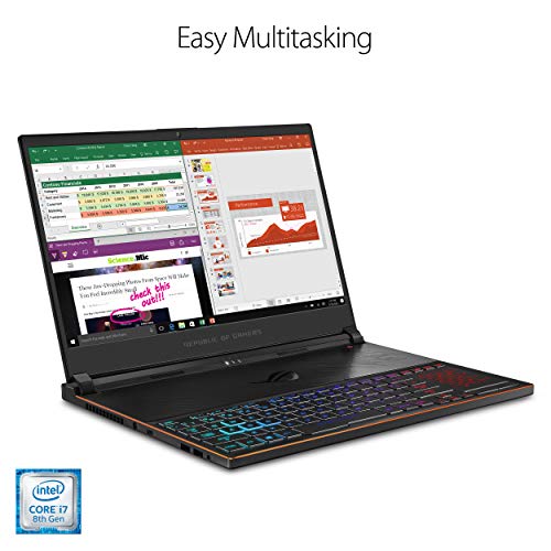 ASUS ROG Zephyrus S Ultra Slim Gaming PC Laptop, 15.6” 144Hz IPS Type, Intel Core i7-8750H CPU, GeForce GTX 1070, 16GB DDR4, 512GB PCIe SSD, Military-Grade Metal Chassis, Win 10 Home - GX531GS-AH76