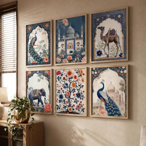 Image of kotart MadhubaniTheme Digital Painting for Wall Decoration - Wall Art Prints for Living Room Bedroom Office, living room Decor, wall hanging frames - (13x17 inch, E)