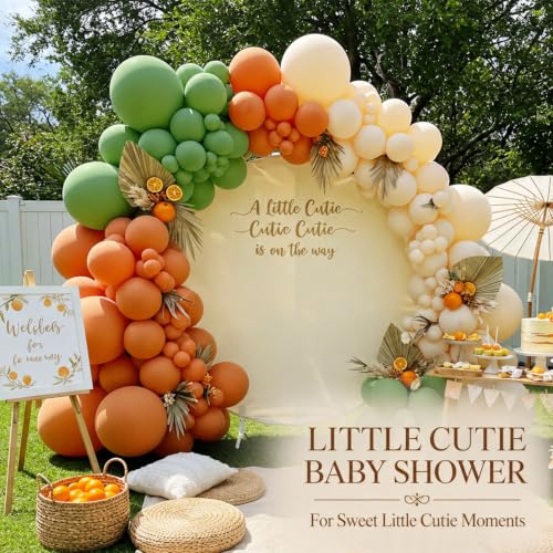 Image of Fall Balloon Arch Kit, Sage Green and Orange Balloons, 124 Pcs