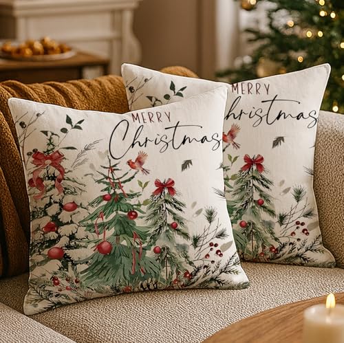 Luzzxfa Merry Chrismas Winter Geschenk Weihnachten Kissenbezug 50x50...