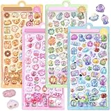 Drado ぷくぷくシール ぷくぷく ぷっくり 立体シール かわいい 4枚セット 立体 おしゃれ デコシール ごほうび 子供 貼り付け可能 贈り物 手帳 携帯 DIY用（D）