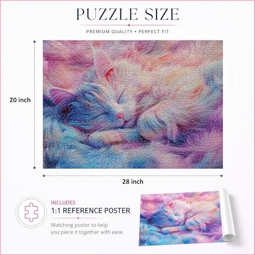 Puzzle de 1000 Piezas para Adultos Gato Dulce Durmiendo 28 x 20 pulgadas miniatura 4
