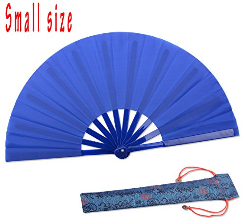 HONSHEN Small Chinese Hand Fan Blue Kung Fu Tai Chi Plastic- Nylon H