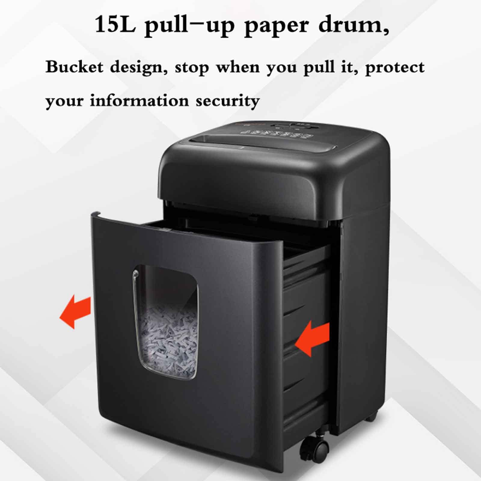 Distruggidocumenti Automatico a Taglio Incrociato da 6 Fogli Distruggidocumenti per Ufficio e casa Distruggidocumenti Portatili Riservatezza a 4 Livelli Il Secchio Estraibile da 15 Litri può distrug