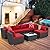 YIORTWO 7 Piece Patio Furniture Set, All Weather Outdoor Rattan Wicker, Patio Sectional with Waterproof Cushions and Tempered Glass Coffee Table, Outdoor Furniture for Balcony, Backyard, Garden, Red