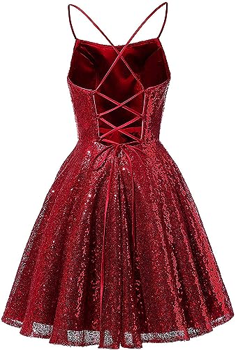Homecoming Dresses for Teens Girls Sequin Prom Dress Spaghetti Cocktail Dress Short Fit Flare Dresses2