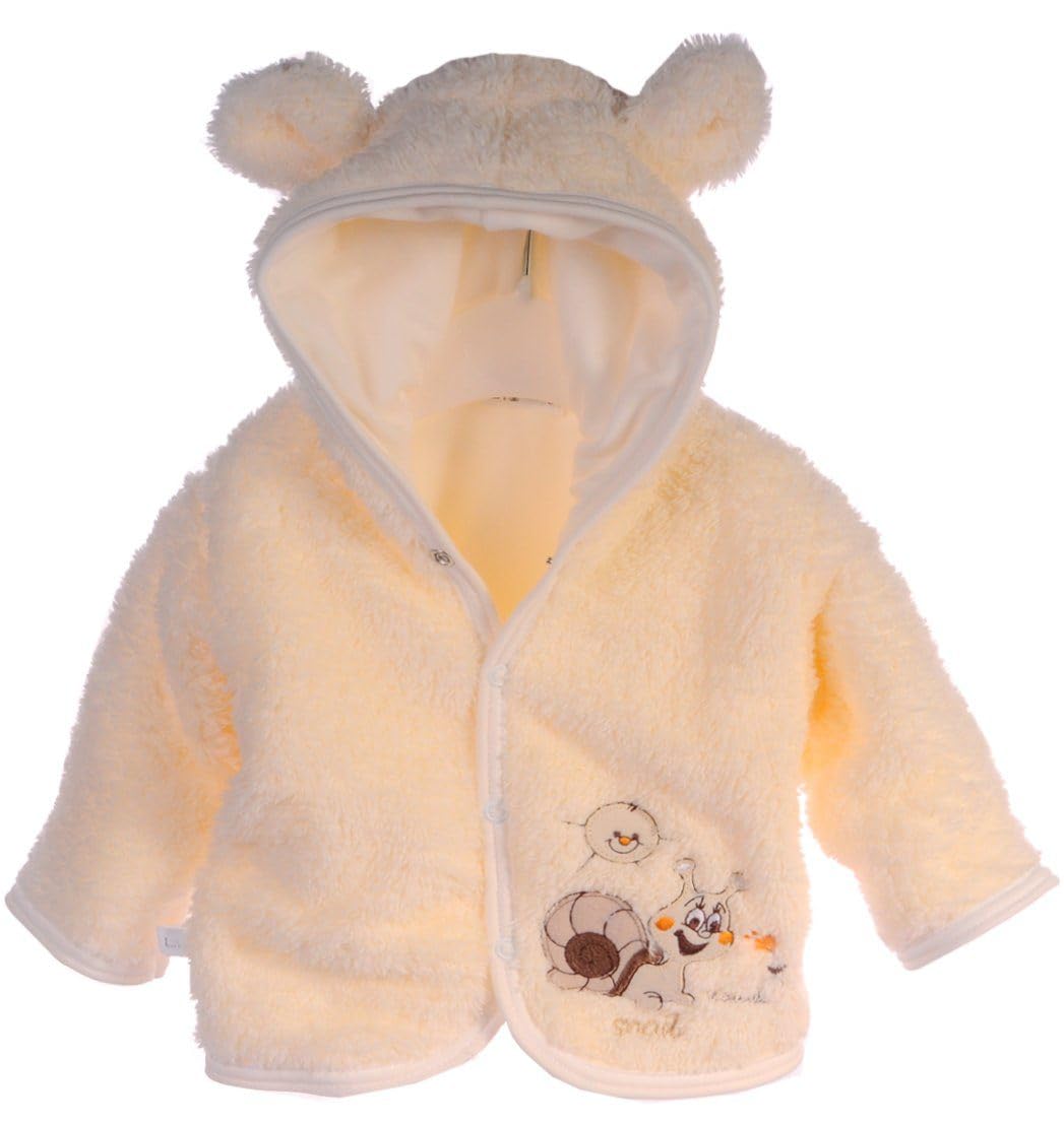 Fleecejacke für Neugeborene Babyjacke in Creme weiche Baby Jacke mit Kapuze kuschelig warm Unisex Babykleidung Jungen & Mädchen Übergangsjacke Herbst Winter