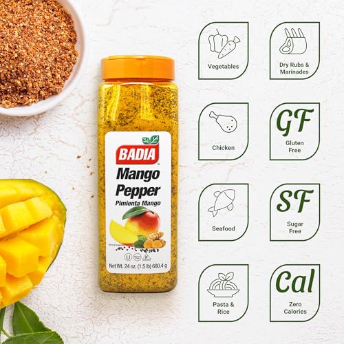 Image of Badia Mango Pepper Seasoning, 24 oz - Sweet & Zesty Citrus Pepper Blend for Chicken, Seafood & Vegetables