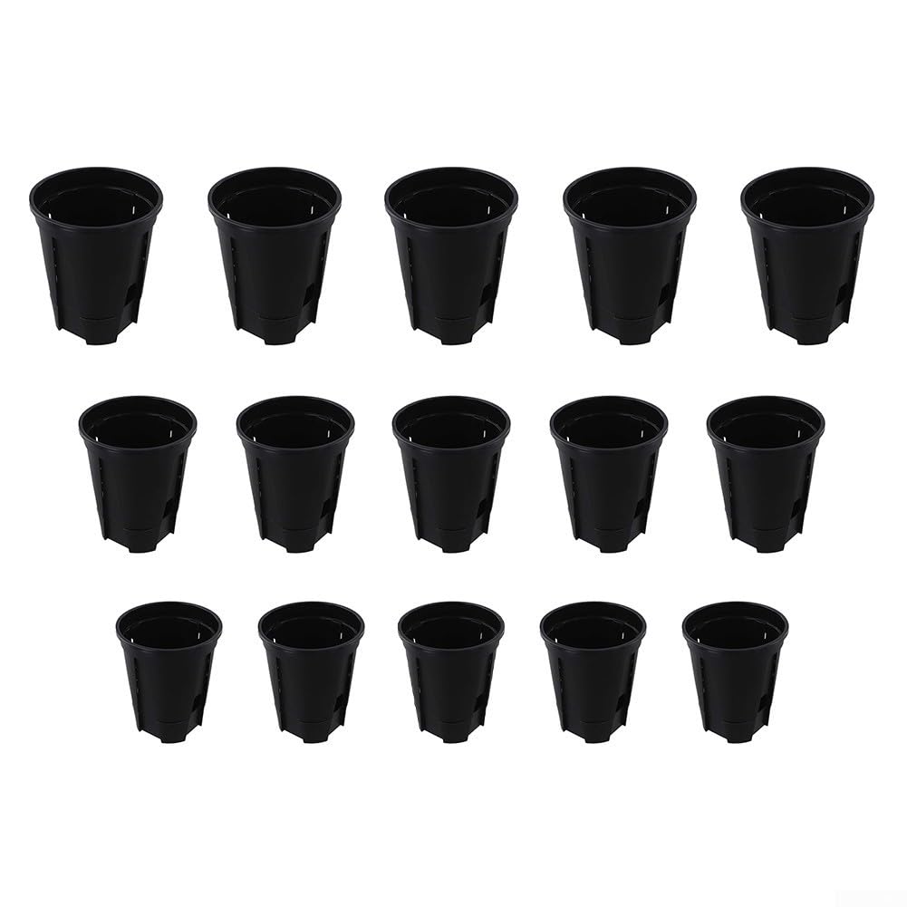 Lot de 15 pots d'arrosage automatique pour intérieur et extérieur avec drainage optimisé et base stable (noir)